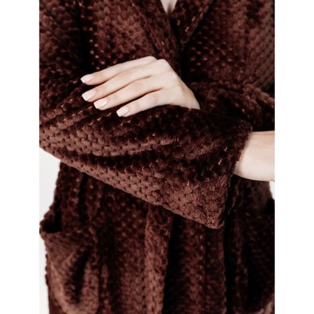 Women's robe with a hood, size 48, color chocolate-5