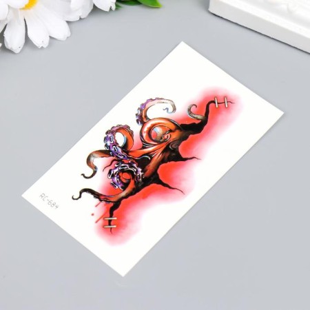 Tattoo on the body color "octopus from the wound" 10.5x6 cm-1