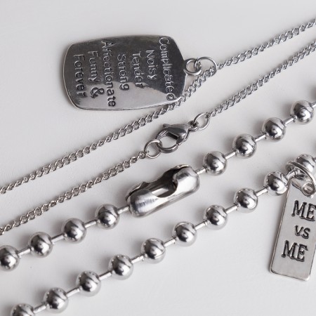 A double “chain” steel, rectangles, silver color, 57 cm-2