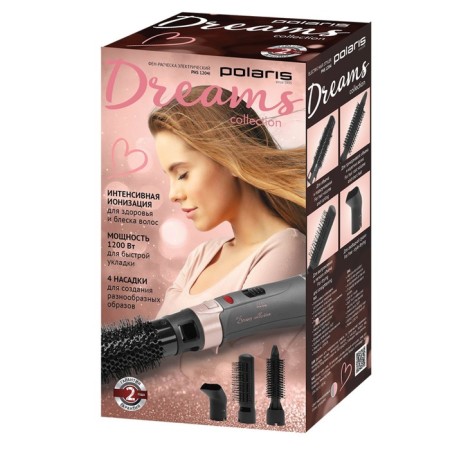 POLARIS PHS-1204i, 1200 watts, 3 temperatures. mode, 4 nozzles, ionization, gray-pink-7