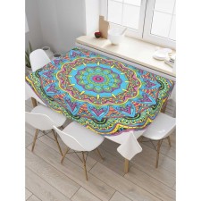 The tablecloth “Rainbow Flower”, rectangular, Saten, size 145x180 cm