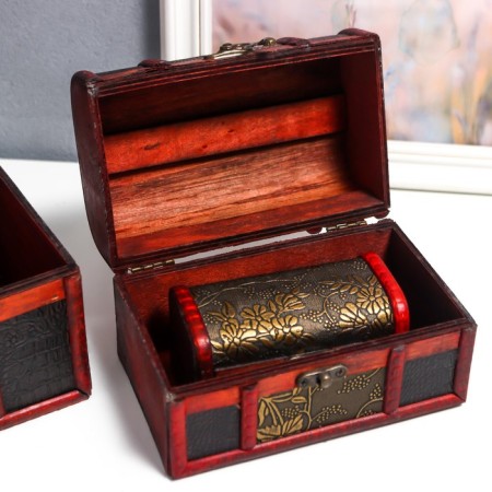 Casket chest wood set 3 pcs pattern "Flowers" mix 22x15x15 cm-7