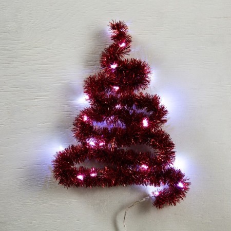 Girland "Mishura" 1 m Rosa, IP20, red thread, 22 LED, 8 layers, d = 3 cm, white glow, CR2032X2