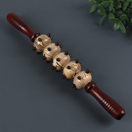 The massage "Skalka", universal, 36.5 × 5.8 cm, 5 balls with spikes, wooden-1