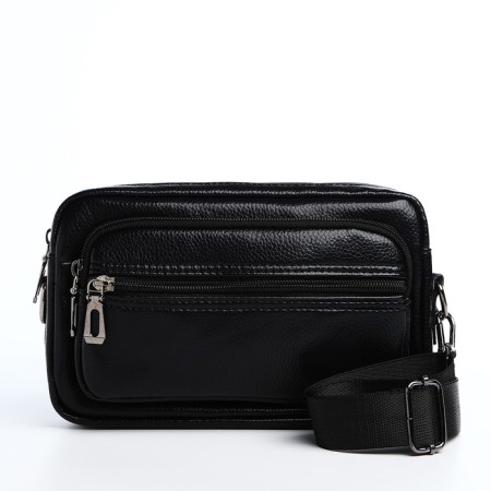Male bag over the shoulder, artificial leather, black color-1