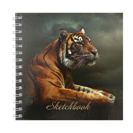 Sketchbook 195 x 195 mm, 80 sheets on the crest "Tiger", solid cover, block 100 g/m²
