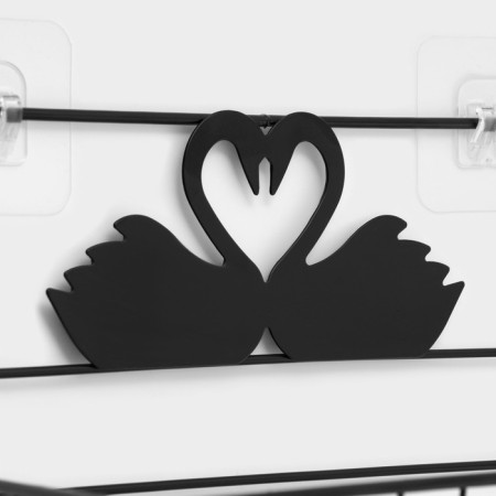 Bathroom shelf, 2-tier, 4 hooks, 47 × 25 × 14 cm, color black-4