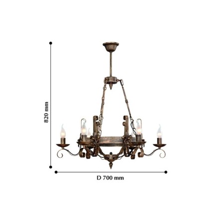 Boulogne chandelier, 6x60W E14, bronze color-2
