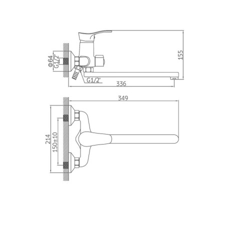 Accoona A7161 bath mixer, single -leaf, silumin, chrome-8