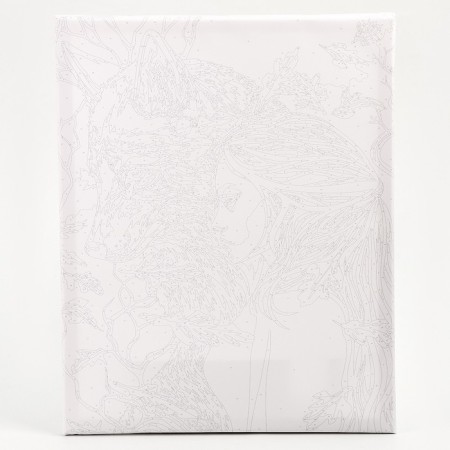 Picture on numbers on a canvas with a subframe with silver paint "Girl with a wolf", 40 x 50 cm-3