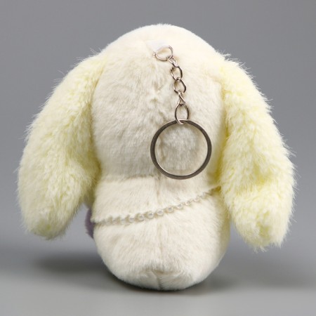 Soft toy "Bunny" on a key fob, 11 cm, white color-2