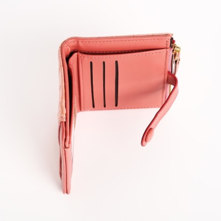 Women's wallet on the button, pink color-4