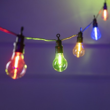 Girlyanda "Bels Light" 5 m with nozzles "bulbs", IP44, UMS, dark thread, 10 LED, glow of multi, 220 V