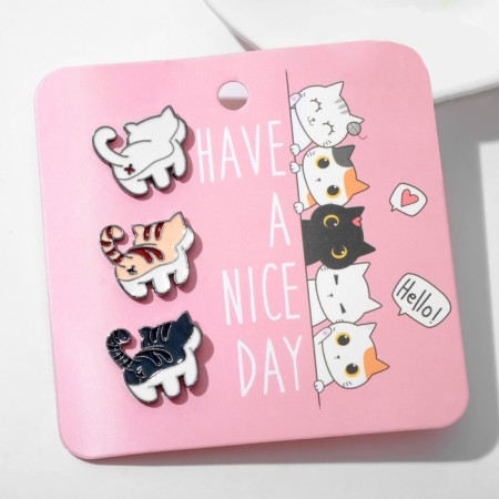 Set of icons (3pcs) "cats" tails, colored in silver-1