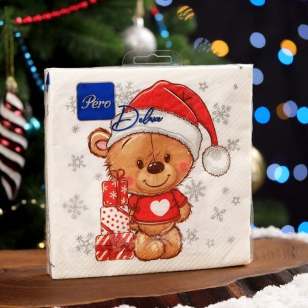 Paper napkins Pero Deluxe "Teddy", 3 layers, 33x33, 20 pcs.