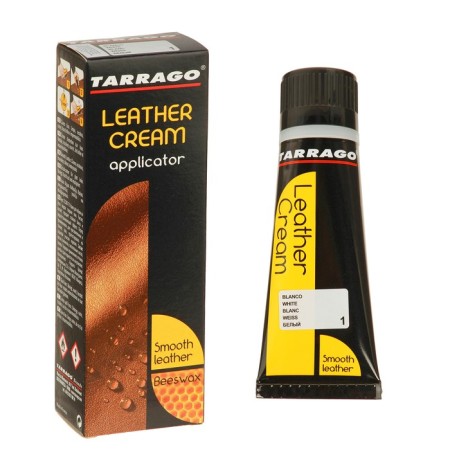 Tarrago leather Cream 001 shoes, white color, a tube with a sponge, 75 ml