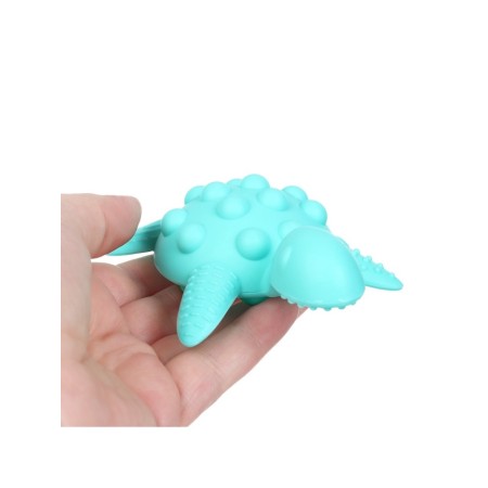 Silicone teether for teeth with a rattle of "turtle", turquoise color, crumb I-2