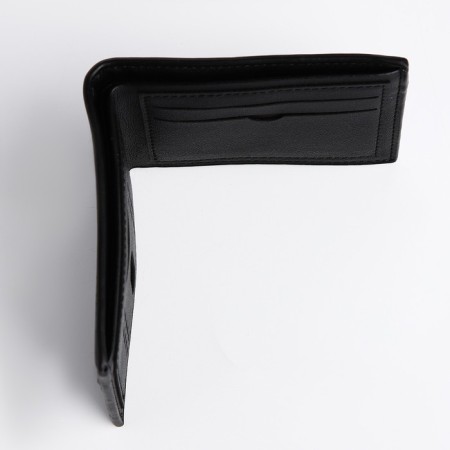 Male purse without fastening, for bills, for cards, black color-3