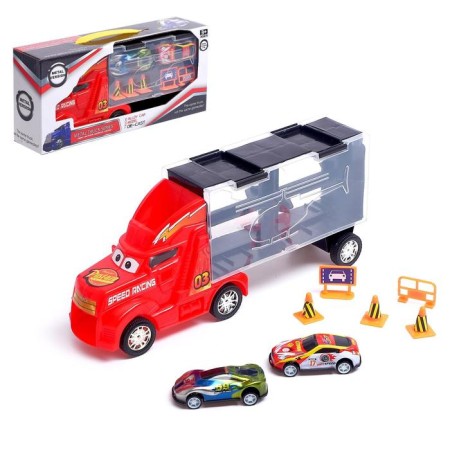 Garage Children's "Carrier" Carrier, 2 metal machines and road signs, mix