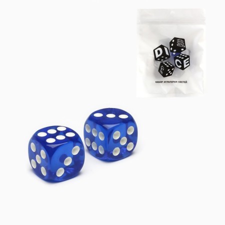 Dice play "Game time", 1.6 x 1.6 cm, set 2 pcs, blue-1