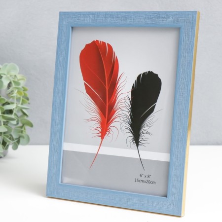 Photo frame plastic 15x20 cm "Lenon bright blue" Golden stroke 22.5x17.5 cm-1