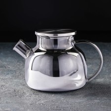 Glass Glass “Glori”, 1 l, with a metal sieve, the color is gray