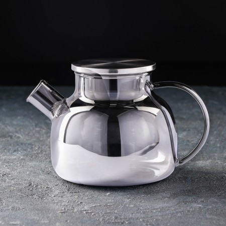 Glass Glass “Glori”, 1 l, with a metal sieve, the color is gray