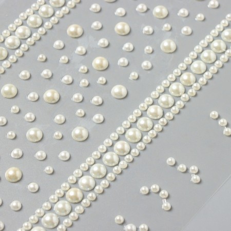 Sticker of rhinestones plastic "White Pearls" 22.5x11.5 cm-2