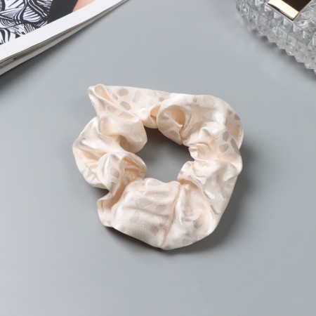 Hair elastic band "Orbit" ornament spots, 10 cm, milk-1