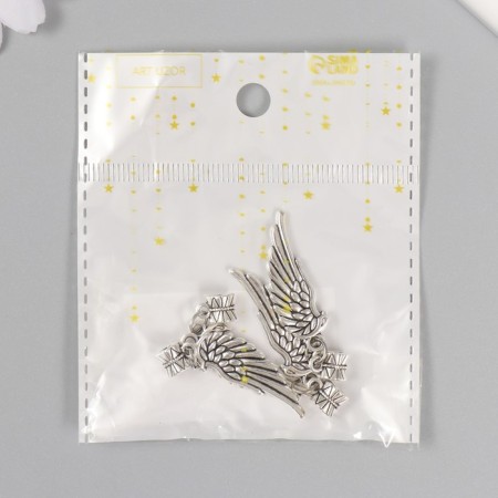 Bale with a suspension metal for creativity "Wing" silver 4.3 cm-3