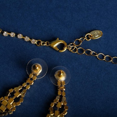 Set 2 objects: earrings, Knocking "Shine" Laurie, white color in gold, 45 cm-1