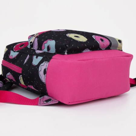 Baby backpack on lightning, external pocket, reflective strip, black/pink color-4
