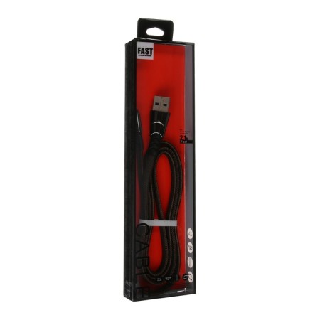 Lightning cable - usb, 2.4 a, braid fabric, flat, 1 meter, black-3