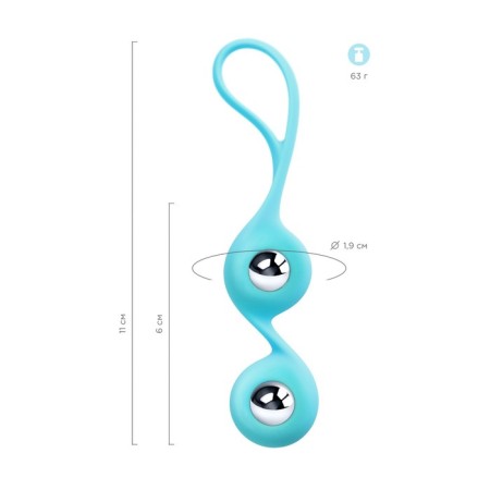 Vaginal balls L’Eroina by Toyfa Futa, silicone, blue color, 11 cm-12