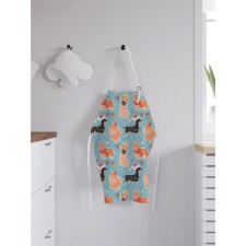 Apron of a kitchen with a “dog party” photo print, adjustable, size OS