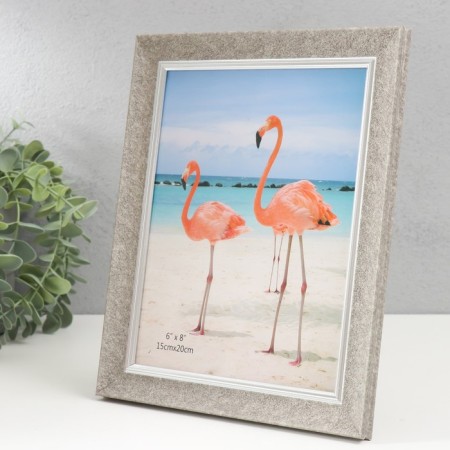 Photo frame plastic 15x20 cm "Gray marble chips" Silver stroke 24x19 cm-1