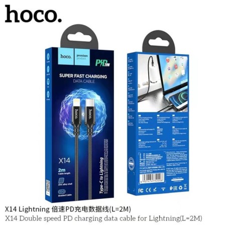 Hoco X14, Type -C cable - Lightning, 3 A, 2 m, fast charging, nylon braid, black-4