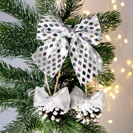 New Year's set "cones and bows", color silver