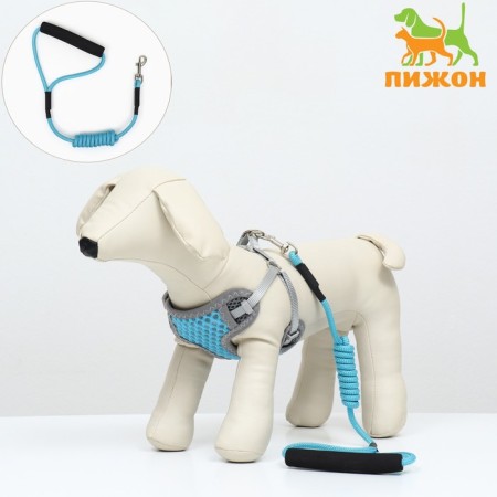 AMUNICE kit with a soft breathing harness and a round leash 120 x 1 cm, blue