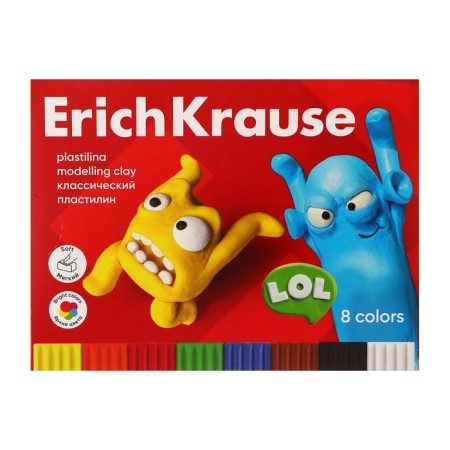Plasticine 8 colors, 144 g, Erichkrause "Jolly Friends", with a glass, in cardboard packaging-1