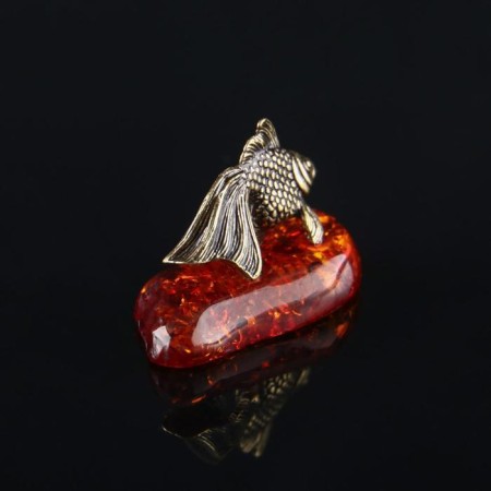 Souvenir "fish", brass, amber resin, 1.5x1.0x2.5 cm-2