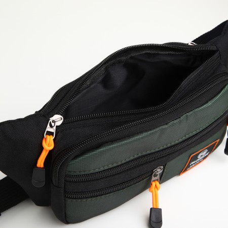 Lightning waist bag, 3 outer pockets, green/black color-5