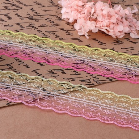 Capricon lace "Gradient", 45 mm × 10 ± 1 m, pink/yellow # 5-1