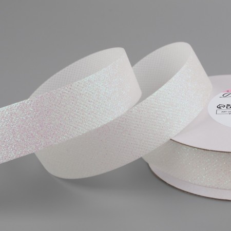 Decorative tape "Squeezes", 25 mm × 9.1 ± 0.5 m, white color with mother of pearl
