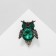 Brooch "Owl Round", green color in black gold