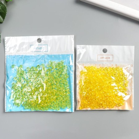 Beads for creativity plastic "Crystal with yellow faces" set of 20 grams 0.4x0.6x0.6 cm-2