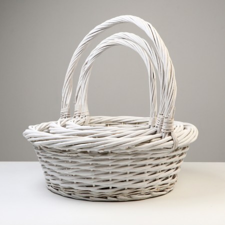 Stick of baskets, 49x18/45 cm, 39x16/38 cm, 30x13/33 cm, white, willow-1
