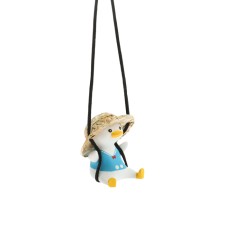 Suspension on a mirror, duck in a hat, height 8 cm, lace 50 cm
