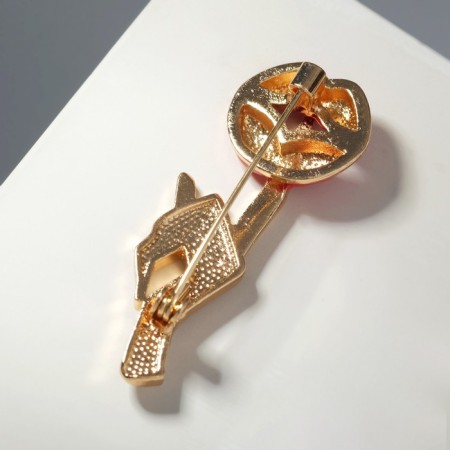 Brooch "Gesture", red-white color in gold-1