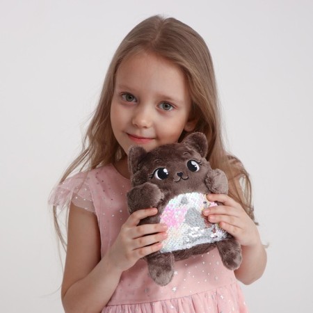 Soft toy "Nick cat", with sequins, 16x8x17 cm-3